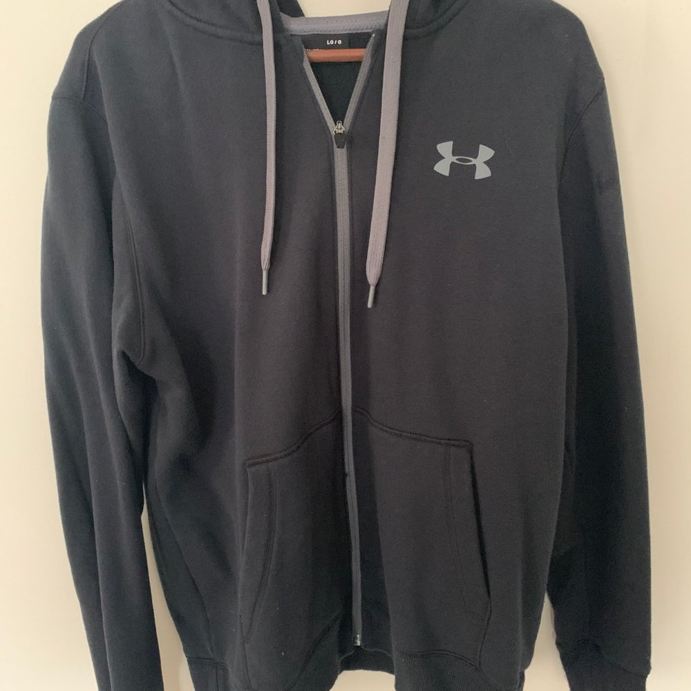 Under Armour Large Zip Up Hoodie Black and Gray
